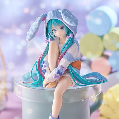 FuRyu Corporation-Hatsune Miku Noodle Stopper Figure -Rabbit Ear Hood Pajama Blue Color ver.- thumbnail 5