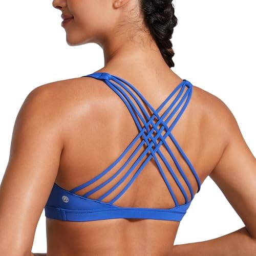 CRZ YOGA Strappy Sports Bras for Women - Criss Cross Back Wireless Padded Yoga Workout Cami Top - Image 1