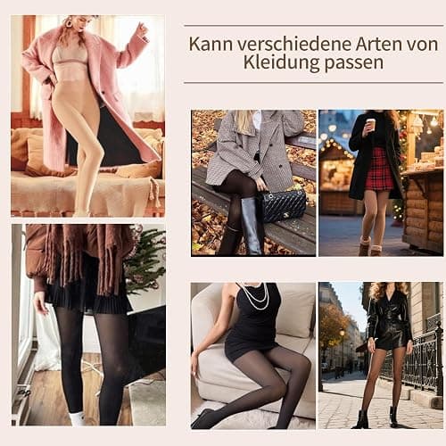 DIKER Collant Polaire Femme Collant Thermique Femme Collants d'hiver Doublés, Taille Haute, Haute Élasticité, Option longue thumbnail 7