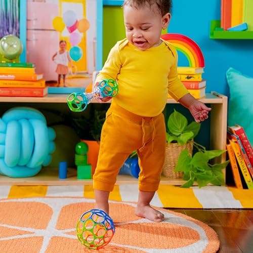 Bright Starts Easy-Grasp Oball Bundle Gift Set - Grasp The Day, Ball and Rattle Toys 2-Pack, BPA Free, Unisex, Newborn+ thumbnail 6