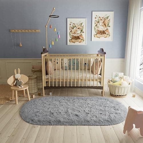 LOCHAS Ultra Soft Children Rugs Room Mat Modern Shaggy Area Rugs Home Decor 2.6' x 5.3', Grey thumbnail 5