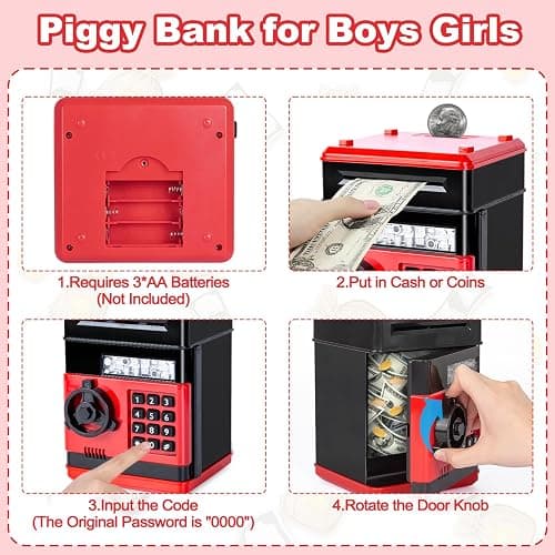Refasy Piggy Bank Cash Coin Can ATM Bank Electronic Coin Money Bank for Kids Age 3-12, Money Savings Box Mini ATM Coin Bank Toys Gifts for 3 4 5 6 7 8 9 10 11 12 Year Old Boys Girls thumbnail 4