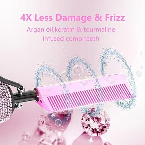 Dan Technology 500℉ Hot Comb for Wigs, Diamond Hair Straightener, 7 Temperature Settings, 60 Min Auto-Off, Professional Styling Tool for Natural Black Hair thumbnail 5