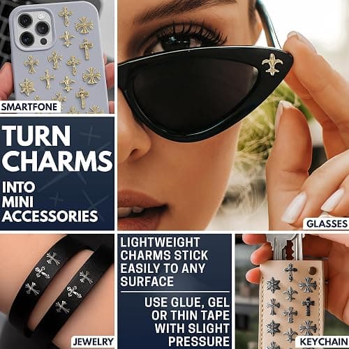 Silver and Gold Cross Nail Charms – 240 Pcs Cross Charms for Nails Crafted from Acrylic & Alloy, Long-Lasting Metallic Shine – Easy-to-Use Nail Decorations for Home, Salon & Holiday Manicure Ideas thumbnail 9