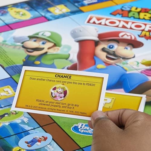 Monopoly Junior Super Mario Edition Board Game, Fun Kids' Ages 5 and Up, Explore The Mushroom Kingdom as Mario, Peach, Yoshi, or Luigi (Amazon Exclusive) thumbnail 4