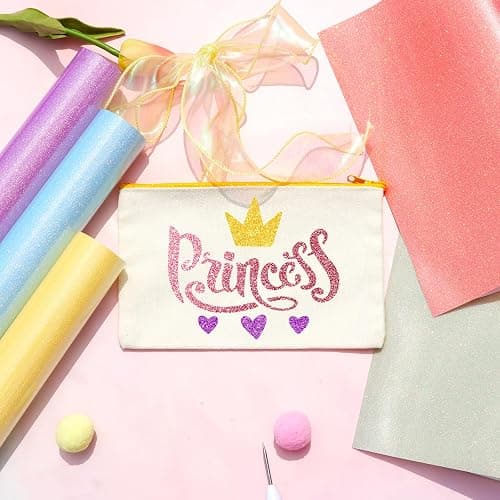 HTVSTD Color Changing Glitter HTV Vinyl - 5pcs 12'' x 10'' Glitter UV Color Changing Heat Transfer Vinyl Sunlight Sensitive Glitter Iron on Vinyl for T-Shirts - UV Glitter HTV-5 thumbnail 2