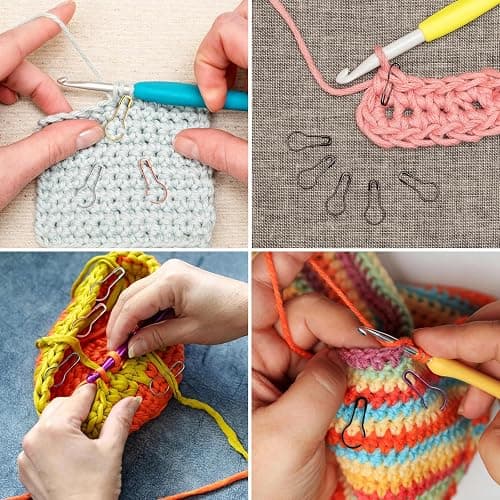 300 Pcs Crochet Markers with Needles,Metal Stitch Markers for Knitting | Calabash Pins with 18 Pcs Blunt Needles for Crocheting,Crochet Accessories and Supplies, Fabric,Clothing Tag,DIY Craft thumbnail 4