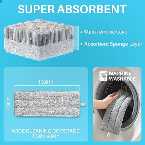 JOYMOOP 8L (2.1 Gal) Large Capacity Mop System with Extension Handle, Perfect for Household and Commercial Floor, Window, and Wall Cleaning - Includes 3 Washable Microfiber Pads for Wet and Dry Use thumbnail 2