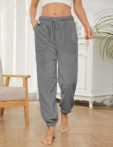 Lentta Women's Fleece Pajama Pants Casual Fuzzy Warm Sleep Bottoms Drawstring Elastic Waist with Pockets thumbnail 5