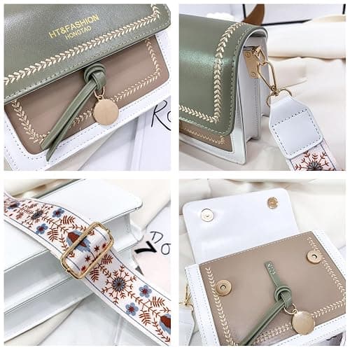 Huwzder Guitar Strap Color-Block Crossbody Bags for Women Cute Designer Handbags Trendy Cross Body Purse Leather Shoulder Bag thumbnail 5