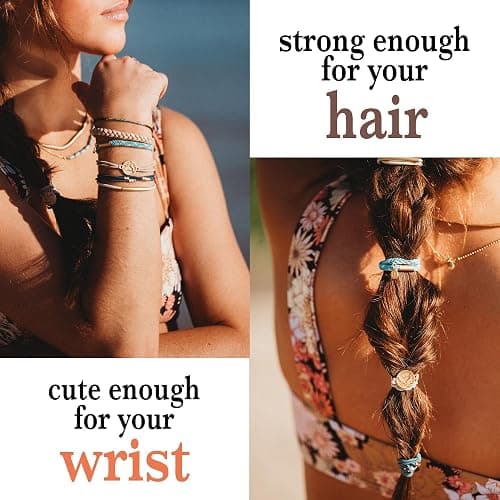 K'lani Protect Hair Tie Bracelets - Elastic Ponytail Holder - Medium | Doubles as stylish jewelry; strong-hold ponytail holder; gift for birthdays, Mother's Day & graduation; set of 5 thumbnail 2