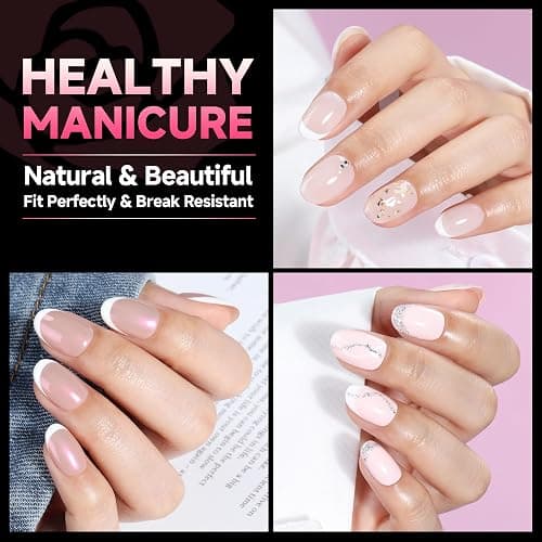 UNA GELLA Short Oval Almond Nails, 504Pcs Pre-shape Fake Nails Full Matte Cover Acrylic Round Almond Gel Nail Tips, 15 Sizes No C Curve Press on Nails for Nail Extension Art DIY Salon thumbnail 2