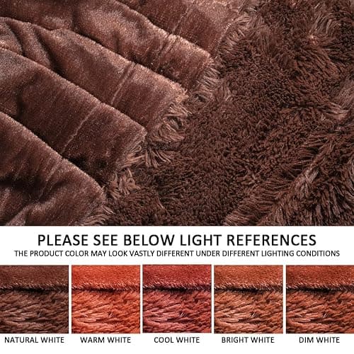 YUSOKI Long Faux Fur Throw Blanket for Sofa Couch,2 Layers,2.1lb,All Ages,Home Decoration, (Brown,50" x 60") thumbnail 5