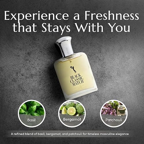 PB ParfumsBelcam Black Classic Match Eau De Toilette Spray for Men – 2.5 Fl. Oz Affordable, Long-Lasting Fresh Woody Fragrance with Leafy Green, Citrus, Sandalwood & Patchouli for Day & Night Use thumbnail 4