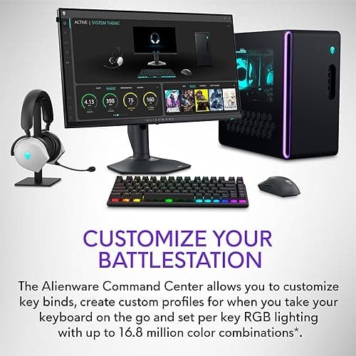 Alienware Pro Wireless Gaming Keyboard - Bluetooth 5.1/2.4 GHz Radio Frequency Connectivity, Linear Mechanical, Hot-swappable switches, Tri mode connectivity, Adjustable Height - Dark Side of the Moon thumbnail 10