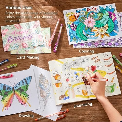 Shuttle Art 360 Pack Gel Pens Set, 180 Colors Gel Pen Set Plus 180 Color Refills Perfect for Adult Coloring Books Doodling Drawing Art Markers thumbnail 6