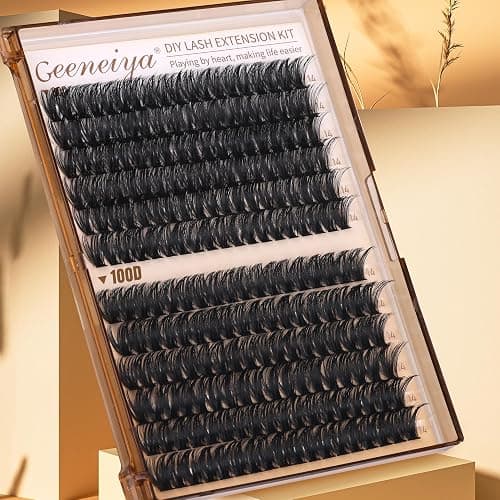 Geeneiya 14MM Volume Lash Clusters Kit DIY Lash Extension Kit D Curl Eyelash Extensions with Waterproof Lash Bond and Seal Waterproof Tweezers, Only 14MM, 80D+100D thumbnail 4