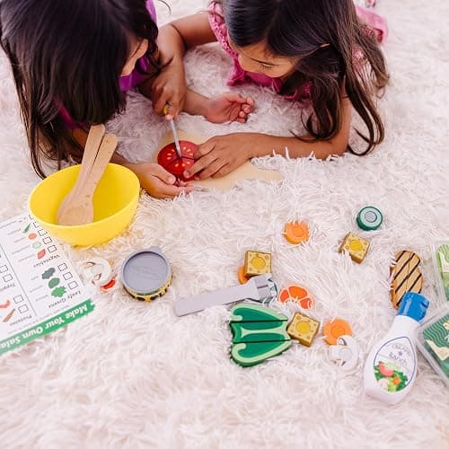 Melissa & Doug Slice and Toss Salad 52-Piece Toy Food Set & Montessori-Inspired Play Kitchen Accessories, Preschool Learning Toys for Girls & Boys 3+ thumbnail 6