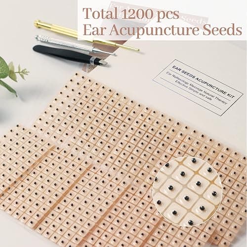 1200Pcs Ear Seeds Acupuncture Kit, Auricular Sticker Kit with Ears Seed, Acupuncture Pen, Acupressure Ear Chart, Tweezers thumbnail 5
