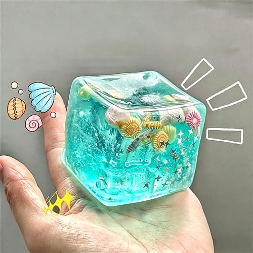 Ice Cube Squishy Stress Balls, Slow Rising Ice Cube Marine Shells Squishy Fidgets Toys, Soft Cubes Stress Relief Sensory Toy, Stretchy Squeeze Ball for Relaxing thumbnail 4
