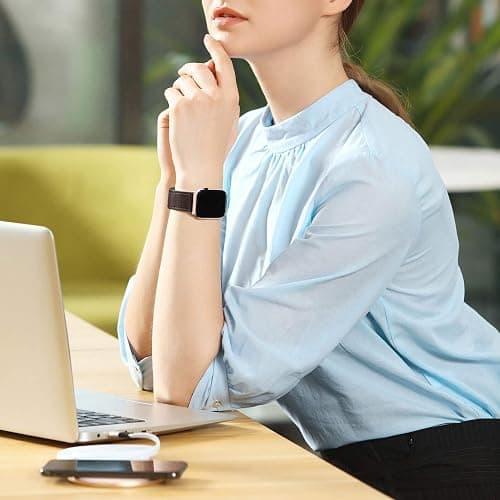 POWER PRIMACY Leather Bands Compatible with Apple Watch Band 38mm 40mm 41mm 42mm-Series 11/10,Genuine Leather Strap Compatible for Women Men iWatch SE Series 11 10 9 8 7 6 7 6 5 4 3 2 1(Coffee/Rosegold) thumbnail 7