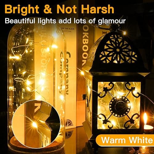 Ollny Fairy Lights Battery Operated - 10m 100 LEDs Christmas String Light for Bedroom, Waterproof Micro Cooper Wire Light for Indoor/Outdoor/Outside/Bottle/Tree Decorations (Warm White) thumbnail 5
