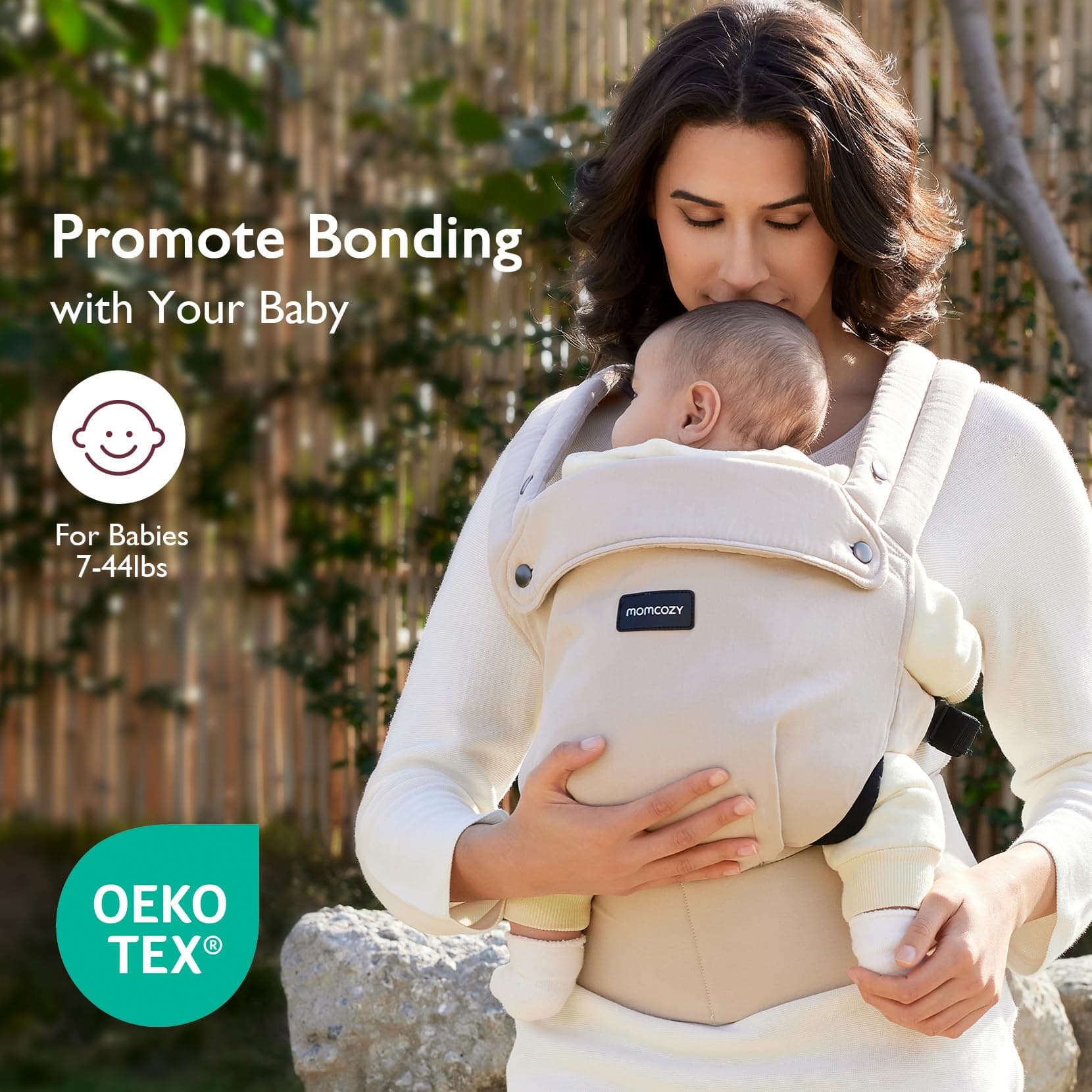 Momcozy Baby Carrier - Ergonomic, Cozy and Lightweight Carrier for 7-44lbs, Effortless to Put On, Ideal for Hands-Free Parenting, Enhanced Lumbar Support, Purehug for Infant to Toddler, Khaki thumbnail 2