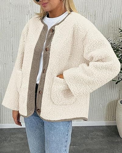 PRETTYGARDEN Women's 2025 Winter Coats Long Sleeve Button up Fuzzy Sherpa Fleece Jackets Outerwear Fall Fashion Clothes thumbnail 5