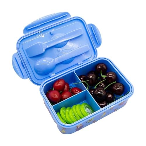 Fast Forward Bluey Bento Lunch Box for Kids | Bluey and Bingo Food Container with Utensils | BPA-Free Lunch Kit with 3 Compartments | Bento Snack Box with Spoon & Fork thumbnail 2