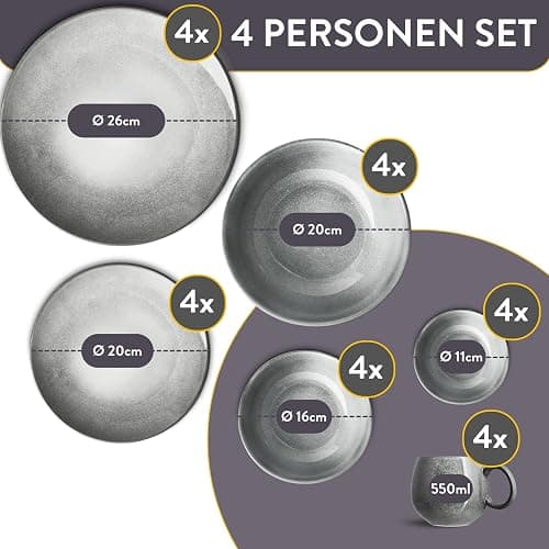 SPRINGLANE Geschirrset Misty Cliff 24-tlg., Steingut Tafelservice für 4 Personen thumbnail 3