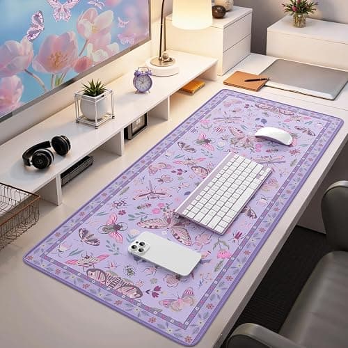 iCasso Purple Large Mouse Pad, Desk Matt for Desktop, XXL Desk Mat for Keyboard and Mouse, Anti-Slip Big Mousepad Computer Mat with Stitched Edges thumbnail 6