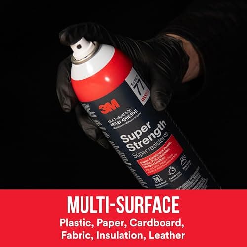 3M Super 77 Multi-Surface Spray Adhesive | Provides Secure Bond In 15 Seconds, Dries Clear, Ideal For Plastic, Glass, Paper, Fabric, Wood, Foam, Cardboard, Fiberglass thumbnail 4
