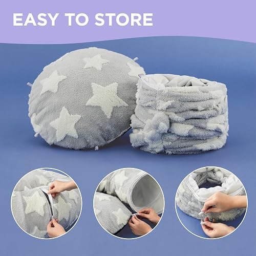 Lesure Cat Tunnel Bed for Indoor Cats - Cute Cat Donut Tunnel Toys for Small Large Cats with Washable Circle Cushion, Round Pet Peekaboo Cave Toy for Kitten/Puppy/Rabbit, Standard Galaxy Grey thumbnail 4