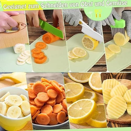 Kindermesser,8-teiliges Spielzeug Sets,Montessori Messer für Kindermesser ab 2 Jahren, Kinder sicheres Lernmesser,Lernspielzeug für die frühkindliche Förderung,Geschenk für kleine Köche(Fisch) thumbnail 2