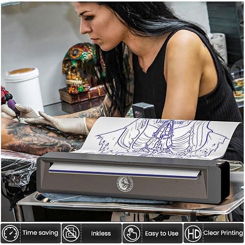Wormhole Tattoo Stencil Printer Wireless Bluetooth 2,500mAh Battery Portable Tattoo Printer Compatible with Phone & PC for Artists and Beginners - Dark Gray thumbnail 5