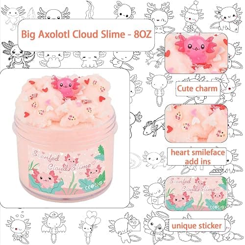 Axolotl Cloud Slime, Premium DIY Scented Slime for Boys Girls, Party Favors for Kids 8-12, Girls Toys 4-8 Years Old, Slimes Kit for Kids Ages 8-12, Relief Fidget Toy, Sensory Toy thumbnail 6