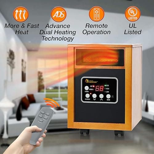 Dr Infrared Heater Portable Space Heater, Original, 1500-Watt, Cherry (Pack of 1) thumbnail 8