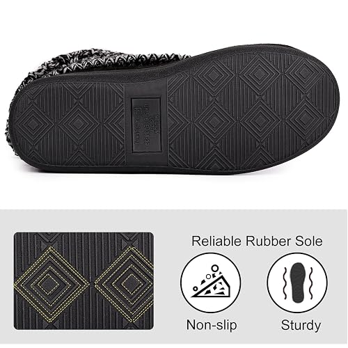FamilyFairy Women's Woolen Yarn Knit Bootie Slippers Comfy Warm Plush Fleece Memory Foam House Shoes for Indoor Outdoor thumbnail 6