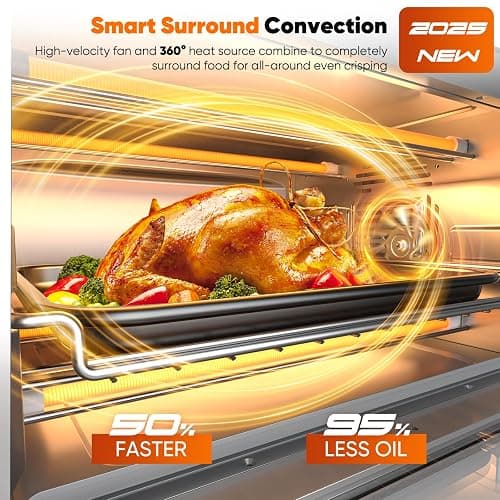 Nuwave Bravo Pro Convection Air Fryer Toaster Oven Combo, 2025 New and Improved, 10-in-1, 50°-450°F Temp Controls, Quick & Even Crisp Technology, 21Qt Capacity, Black, PFAS Free - Black thumbnail 3
