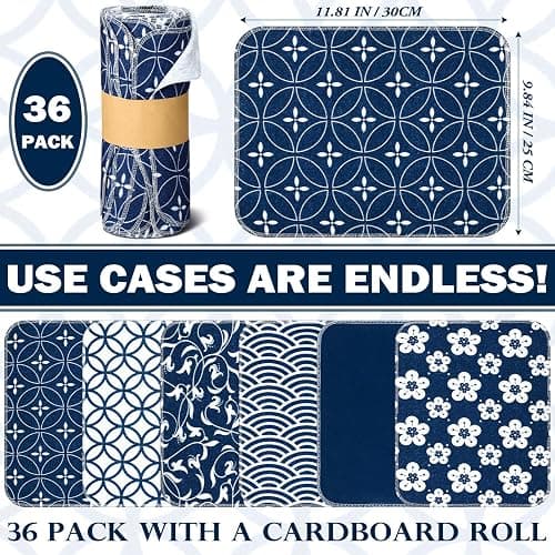 Noveread 36 Pack Japanese Reusable Cleaning Cloths Washable Cotton Kitchen Towels for Home (Blue) thumbnail 5