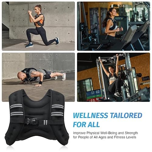 ZELUS Weighted Vest, 6lb/8lb/12lb/16lb/20lb/25lb/30lb Weight Vest with Reflective Stripe for Workout, Strength Training, Running, Fitness, Muscle Building, Weight Loss, Weightlifting thumbnail 5