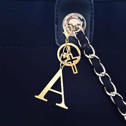 Coprall Gold Initial Keychain for Women A-Z Letter Cross Keychains Alphabet Key Chain bag Accessories Gift for Christian thumbnail 4