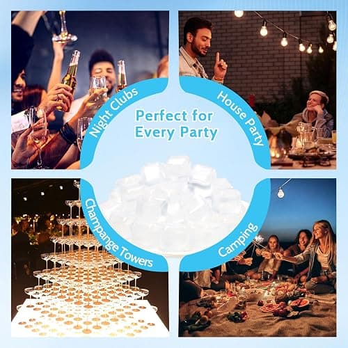 YOIUSFR 2.2LBS (70 Pcs) Reusable Ice Cubes for Drinks Without Diluting, BPA-Free Refreezable Plastic Fake Ice Cubes for Whiskey, Cocktails, Wine, Coffee & Home Parties (Transparent) thumbnail 7
