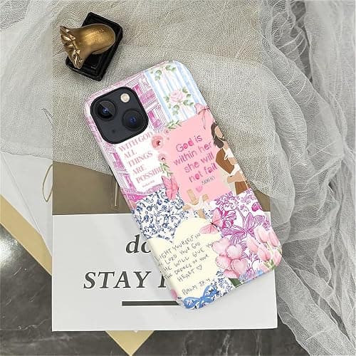 COTAIL Case Designed for iPhone 13 14, Hybrid 2-Layer Case, Military-Grade Protection Durable Shockproof Anti-Scratch Phone Case, Pink Blue Jesus Collage thumbnail 6