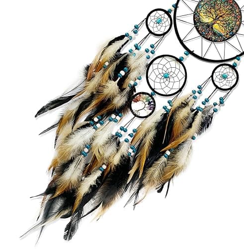 OIOVOIO Large Dream Catchers for Bedroom Adult Brown Boho Dream Catcher Wall Decor Tree of Life Suncatcher Hanging for Boys Teen Room Decor Dorm Living Room Hanging Decoration Festival Gifts thumbnail 6