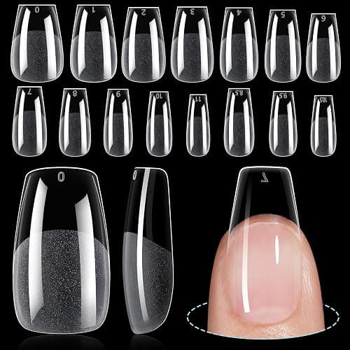 TOMICCA Medium Coffin Nail Tips, 240Pcs 15 Sizes, Half Matte Gel Nail | Nail Extension Tips Set, Full Cover Pre Shaped Fake Nails for Beginner and Professional DIY Nail Salon - Image 1