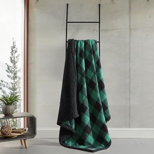 Eddie Bauer - Blanket, Super Soft Reversible Sherpa & Brushed Fleece Bedding, Throw Blankets for Couch, Ideal for Lounging (Cabin Plaid Green) thumbnail 4