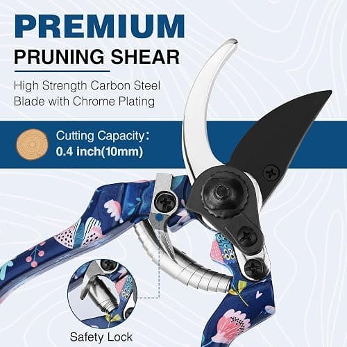 WORKPRO 5PCS Garden Tool Set, Aluminum Heavy Duty Gardening Tool Set with Garden Tool Bag, Outdoor Garden Hand Tools, Blue Insect and Flower thumbnail 6