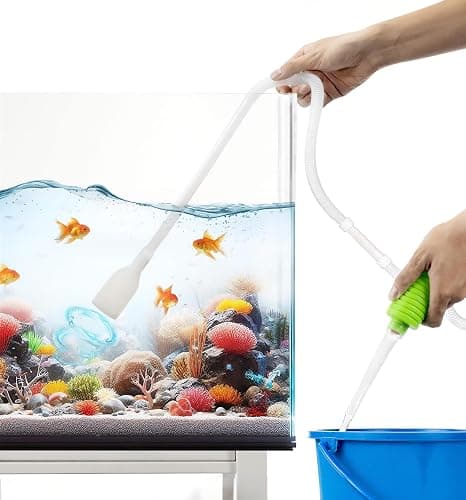 Luigi's Fish Tank Cleaner - Turtle Tank Accessories - Gravel Vacuum for Aquarium - Hand Siphon Hose to Remove and Change Water or Sand in Minutes - Aquarium Cleaning Tools - Image 1