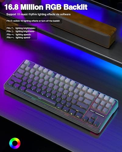 AULA F87 Pro Wireless Mechanical Keyboard,Tri-Mode BT5.0/2.4GHz/USB-C Hot Swappable Custom Keyboard,Pre-lubed Switches,Side Printed PBT Keycaps,75% TKL RGB Backlit Gaming Keyboards thumbnail 6